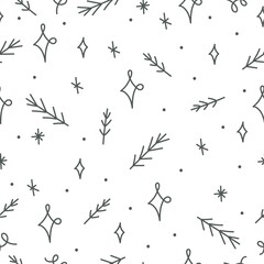 Christmas seamless pattern with Christmas tree and stars