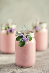 Healthy fruit smoothie with natural yogurt