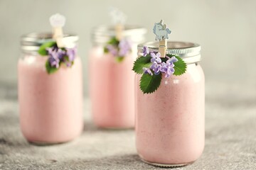Healthy fruit smoothie with natural yogurt