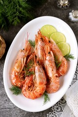 Grilled shrimp with garlic, lime, soy sauce and olive oil.