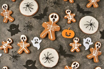 Homemade Halloween skeleton shortbread cookies.
