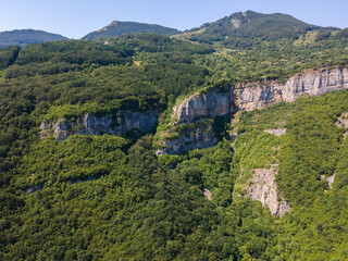 Fototapeta na wymiar Aerial view of Stara Planina Mountain near village of Zasele, Bulgaria