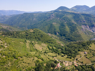 Naklejka na ściany i meble Aerial view of Stara Planina Mountain near village of Zasele, Bulgaria