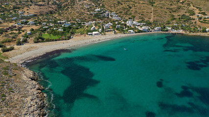 Obraz premium Aerial drone photo of paradise beach of Aspous in island of Skyros, Sporades, Greece
