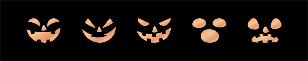 Halloween Pumpkin face cartoon.
Set of horror images of  emotion variation.