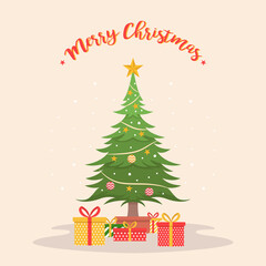 flat design decorative christmas tree illustration