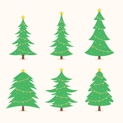 flat design decorative christmas tree illustration collection