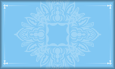 Blue banner template with luxurious white pattern for design under your logo