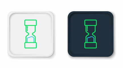 Line Old hourglass with flowing sand icon isolated on white background. Sand clock sign. Business and time management concept. Colorful outline concept. Vector