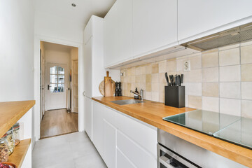 Comfortable kitchen with modern light furniture