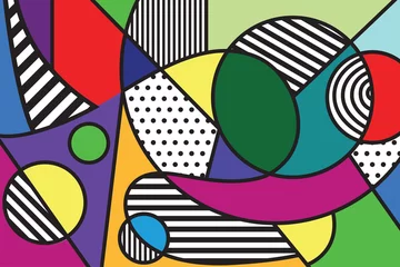 Tafelkleed Popart vector afbeelding. Pop-art geometrisch kleurrijk. Kleur splash abstracte achtergrond voor ontwerp. © donnaya92