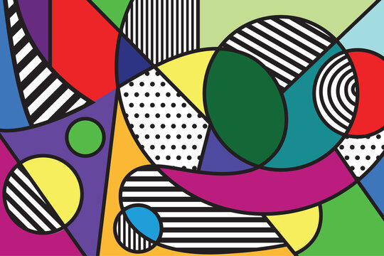 Fototapeta Pop Art vector image. Pop-art geometric colourful.Color splash abstract background for design.