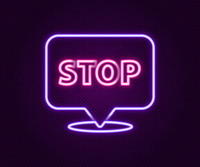 Glowing neon line Protest icon isolated on black background. Meeting, protester, picket, speech, banner, protest placard, petition, leader, leaflet. Colorful outline concept. Vector