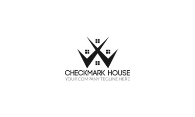 Checkmark House Logo Design Vector
