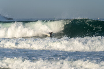 Bodyboarder riding a wave