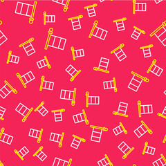 Line Flag Italy icon isolated seamless pattern on red background. Vector