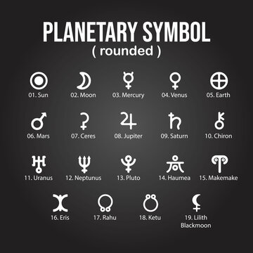 Black Planet Symbol Astronomy Astrology Rounded