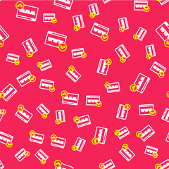 Line Website template icon isolated seamless pattern on red background. Internet communication protocol. Vector