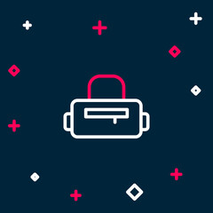 Line Sport bag icon isolated on blue background. Colorful outline concept. Vector