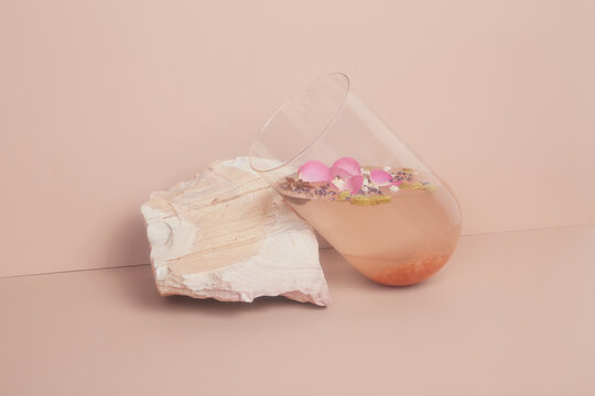 Self Care Bath Salt Potion with Rock on nude