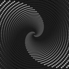 Black and white dots backdrop spiral. Abstract  background. Vector illustration.