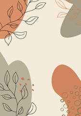 Graphical leaves illustration. Floral line art pattern background.
