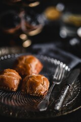 Sweet buns with cream cheese inside