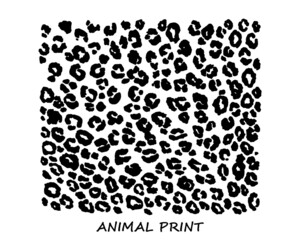 Leopard seamless texture pattern. Black and white leopards skin print in hand drawn doodle style. Abstract animal background design. Vector illustration.
