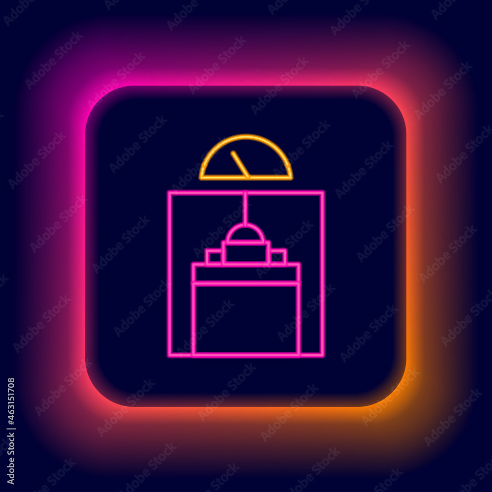 Canvas Prints glowing neon line lift icon isolated on black background. elevator symbol. colorful outline concept.