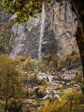 The town of Lauterbrunnen in October