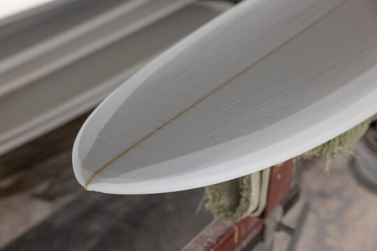 surf board blank in shaping bay