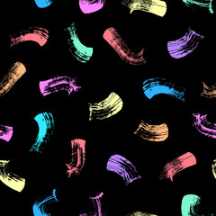 Seamless pattern with bright colorful wide brush strokes. Hand drawn vector wallpaper.
