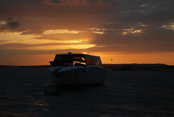 boat at sunset