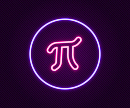 Glowing neon line Pi symbol icon isolated on black background. Colorful outline concept. Vector