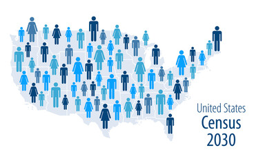 Population map of the United States for the upcoming 2030 census	