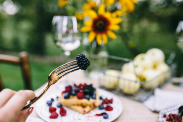 Healthy lunch in the garden