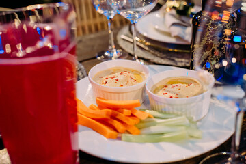 tartar sauce vegetables festive platter shiny garland