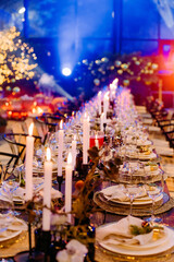 festive large table decorated christmas symbols party