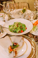 festive large table decorated christmas symbols party