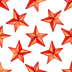 Fototapeta premium Seamless pattern with red stars. Christmas Holiday Pattern. Vector illustration