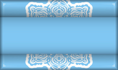 Blue banner template with luxurious white ornamentation and space for your logo or text