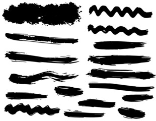 Grunge dry paint brush strokes, vector, isolated, hand drawn