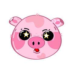 Cute funny kawaii surprised little pig. Vector flat cartoon kawaii character illustration icon. Cartoon cute pig character icon concept