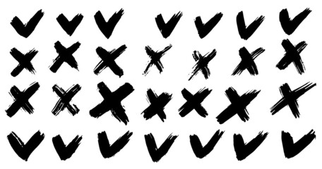 YES and NO signs, hand drawn, dry brush strokes