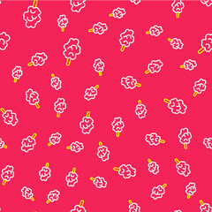 Line Cotton candy icon isolated seamless pattern on red background. Vector