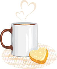 Mug with coffee and cookies on a napkin