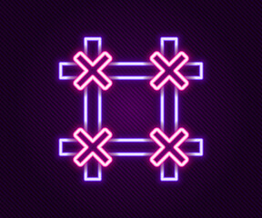 Obraz premium Glowing neon line Prison window icon isolated on black background. Colorful outline concept. Vector