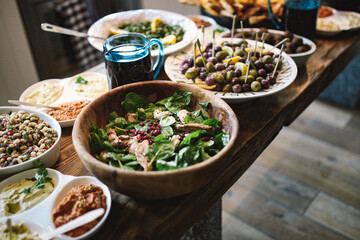 Table with Lebanese Food