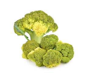 Heap of broccoli isolated on white background.