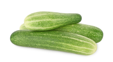 Whole cucumber isolated on white background.